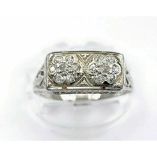 1/2CTW White Round Cut CZ Antique Style Art Deco Engagement Ring In 925 Silver