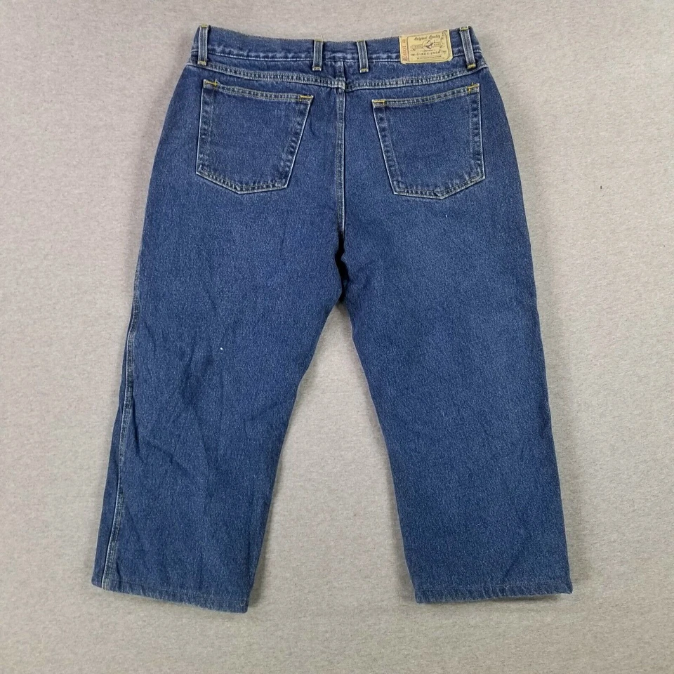 Рыжие флисовые джинсы с подкладкой 36x24 укороченные тяжелые толстые теплый деним - Изображение 4 из 4