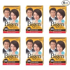 Bigen Powder Hair Color, Dark Brown N30 - Pack of 6 Combo Set 