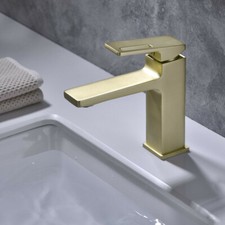 Brushed Gold Basin Sink Faucet Vanity Hot Cold Mixer Brass Tap Deck Mounted