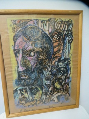 Artwork Original Abstract Many Faces Of Troubled Man Ebay