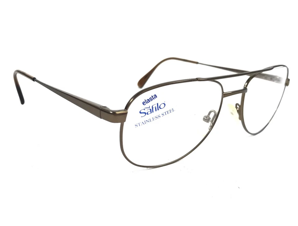 Safilo Eyeglasses Frames ELASTA 7115 7ZB Polished Brown Pilot Wire Rim 56-18-145 - Image 2 of 4