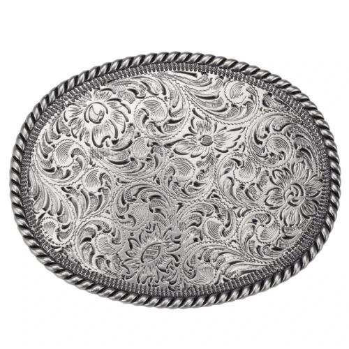 Fashion Men Belt Buckle Western Cowboy Alloy Silver Floral Pattern New - Picture 1 of 6