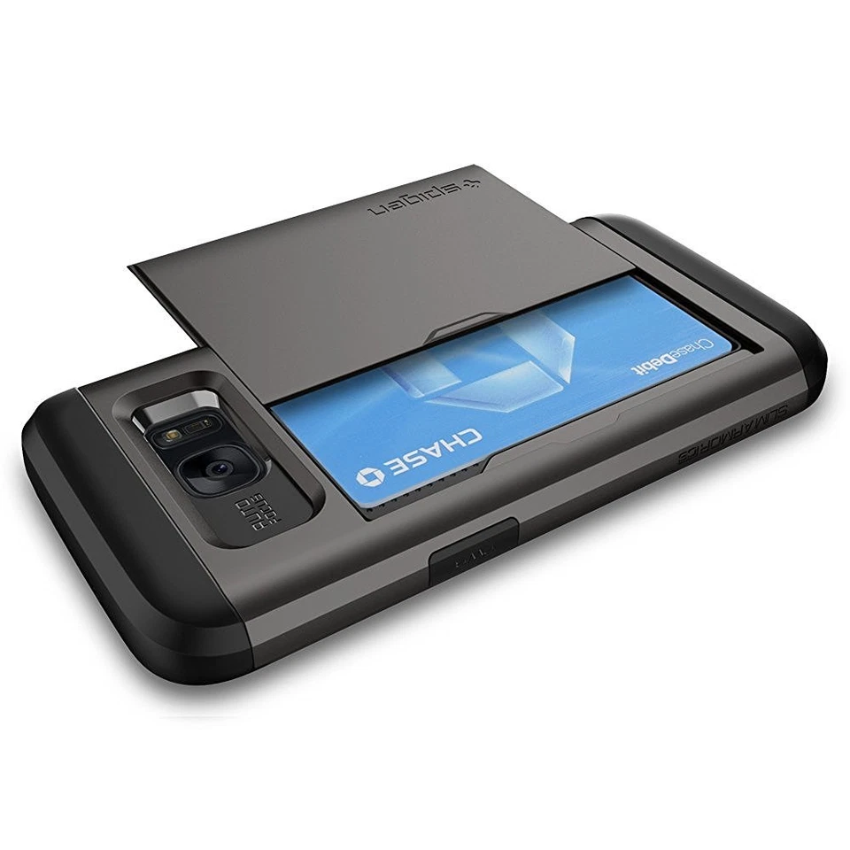 Samsung Note 3 4 5 8 9 Slide Wallet Credit Card Case Hidden Pocket ID CS + GLASS - Image 2 of 3