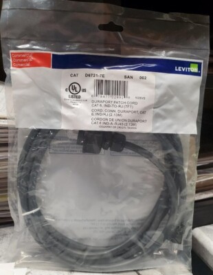 New Genuine Factory Sealed Leviton D6721-7E Industrial Patch Cord Cat6 7 Feet
