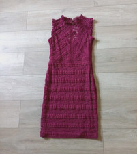Lipsy Cerise Pink Lace Bodycon Dress Keyhole Back Wiggle Evening Party UK10