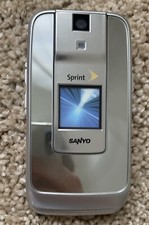 Sanyo KATANA DLX SCP-8500 - Silver Display/Floor Flip Phone - Collectors Read 