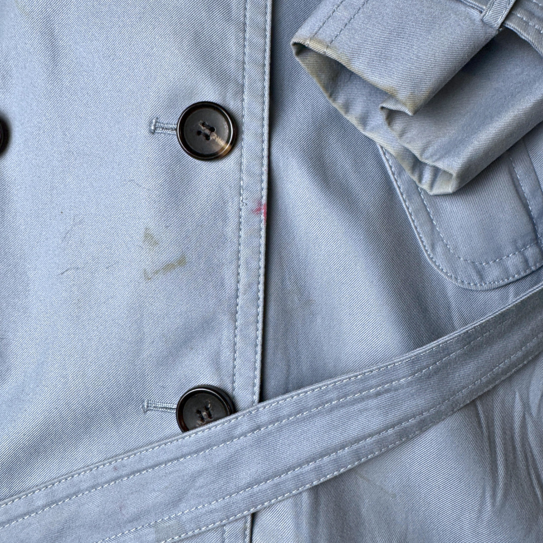 Coach New York Women’s Trench Coat Size 8 Medium Gray Blue Double Breasted Bel thumbnail 3