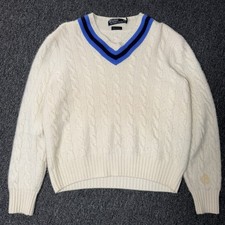 Vintage Polo Ralph Lauren 100 Cashmere Cable Knit Pullover Sweater Mens Sz L