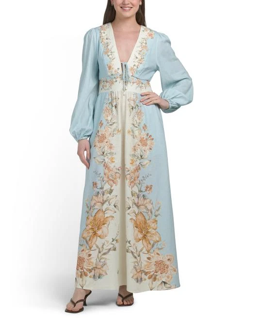 chinese dress ladies Pretty Pixie Women Floral Print A-Line Dress For Women (Teal, L) main image 0