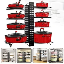 Adjustable 8 Tier Pots and Pans Organizer Rack Pots Holder for Kitchen Cabinet