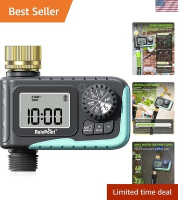 Brass Sprinkler Timer with LCD Display: Programmable & Rain Delay Functionality