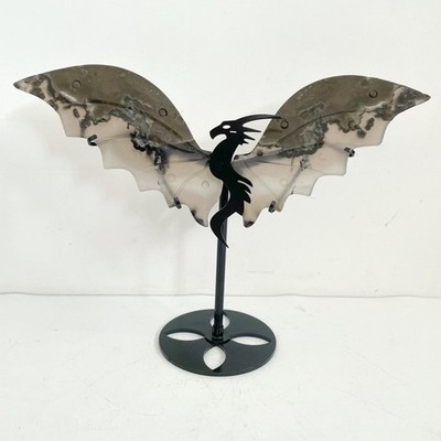 Vulkan Achat fliegender Drache Statue - UV reaktiv Fantasy Dekor, 12 Zoll