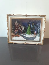 Kurt S. Adler 7.48"  Battery Light Up Musical Village Scene Frame READ - M59