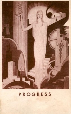 Allegorical woman with progress motif Tilane c1920s-30s Vintage Postcard