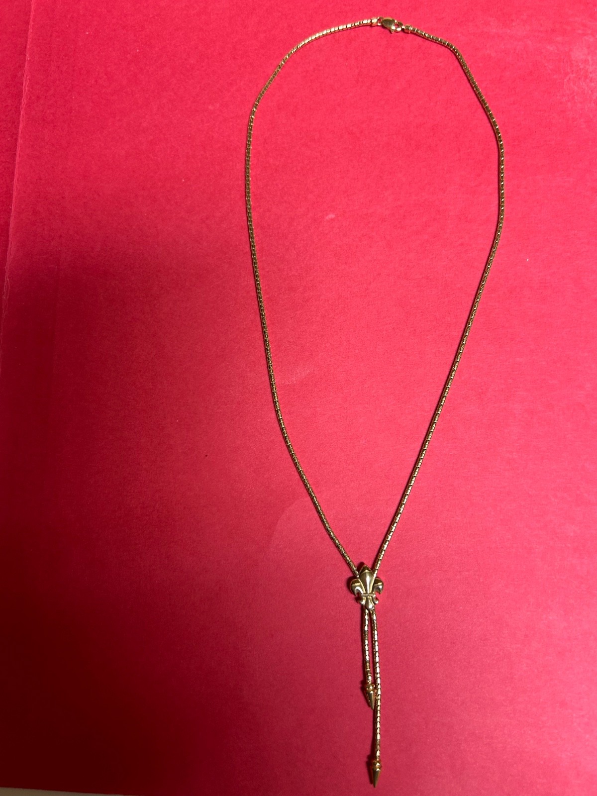 Lariat Necklace, Adjustable, Solid 14K Gold - image 4