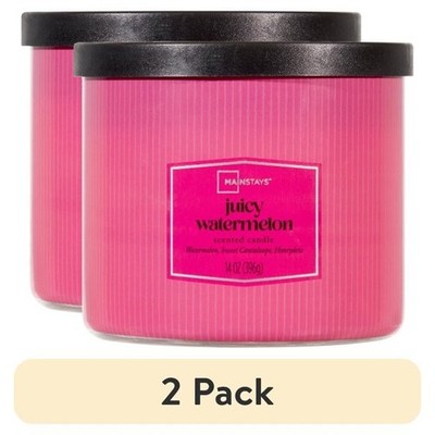 2 pack Mainstays 3-Wick Textured Wrapped Juicy Watermelon Scented Candle, 14 oz
