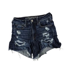 American Eagle Hi-Rise Shortie Distressed Denim Shorts Dark Wash Sz 4 13285