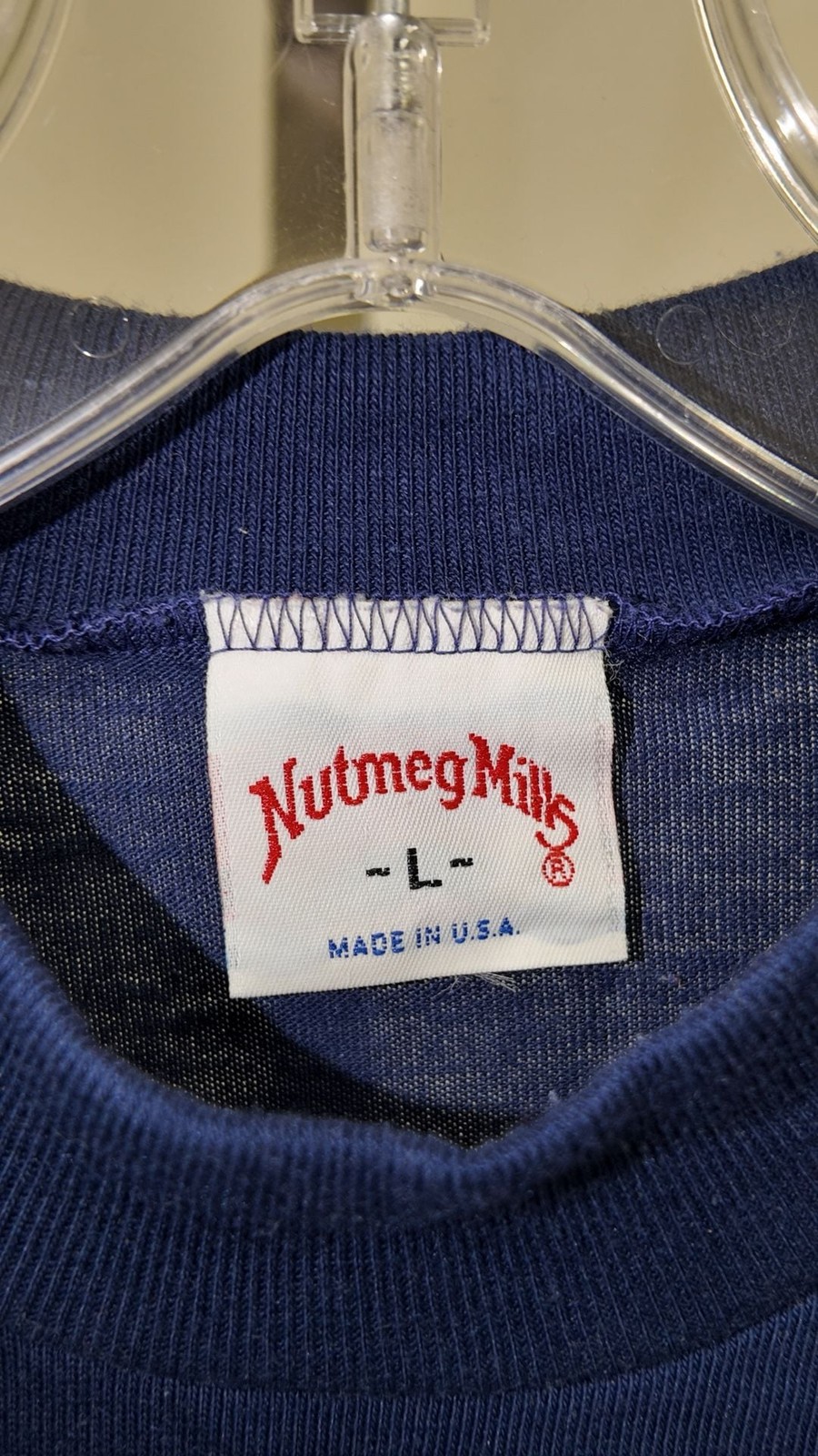 Vintage 1980s Chicago Bears Short Sleeve Sweatshirt – Nutmeg Mills – Navy (L image 2