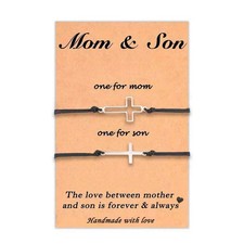Cross Matching Bracelets for Mothers Day Mom and Son Bracelets Adjustable Handma