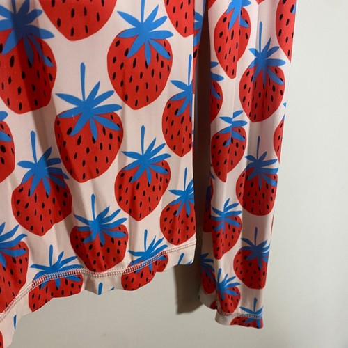 Hanna Andersson Strawberry Print Red White Blue Long Sleeve Rashguard Sz 10 140 - Picture 7 of 8