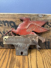 Vintage Original Mobil Pegasus Drive Safely License Plate Topper Sign Oil Gas Vintage Original Mobil Pegasus Drive Safely License Plate Topper Sign Oil Gas