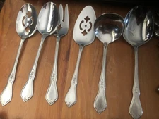 6 Pc  Oneida ASHMORE Hostess Serving Set Stainless Flatware Burnished Misc Retir