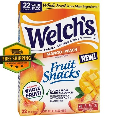 Welch s Fruit Snacks Mango-Peach   Soft Fruit Snacks, 0.8 oz Each, 22-Count Pack