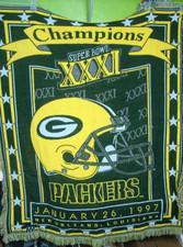 Manta verde de colección Green Bay Packers 1997 Super Bowl Champions de colección años 90