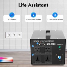 3000W Voltage Transformer Step Up/Down 110V to 220V,220V to110V Converter Tool