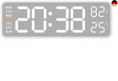Lancoon Elektronische LED Wanduhr mit 3 Helligkeitsstufen Auto Dimmer