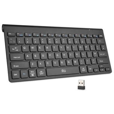 Rii Mini Wireless Keyboard, 2,4 GHz Compact 1 Keyboard only, Black