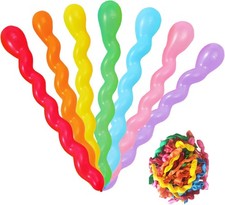 100 Pcs 40 Inches Latex Spiral Balloons Random Colors Long Twisted Rainbow Party