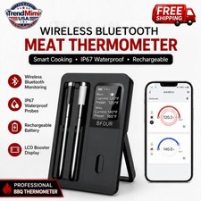 Termómetro inteligente para carne de res inalámbrico Bluetooth termómetro para barbacoa con Long&Short...