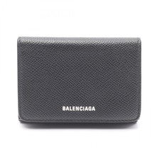 BALENCIAGA VILLE Tri-fold Wallet 558208 Leather Black Used Women
