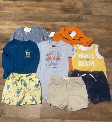 Boys Summer Lot Bundle Size 12 Months Shorts Pajamas Swimsuit Cotton Mix