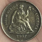 1867-S Seated Liberty Half Dime XF Details