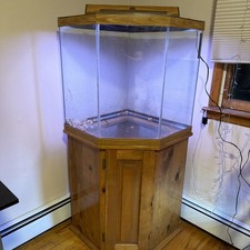Used Aquarium Fish Tank with stand Unique Corner Design Comes With Light And Lid