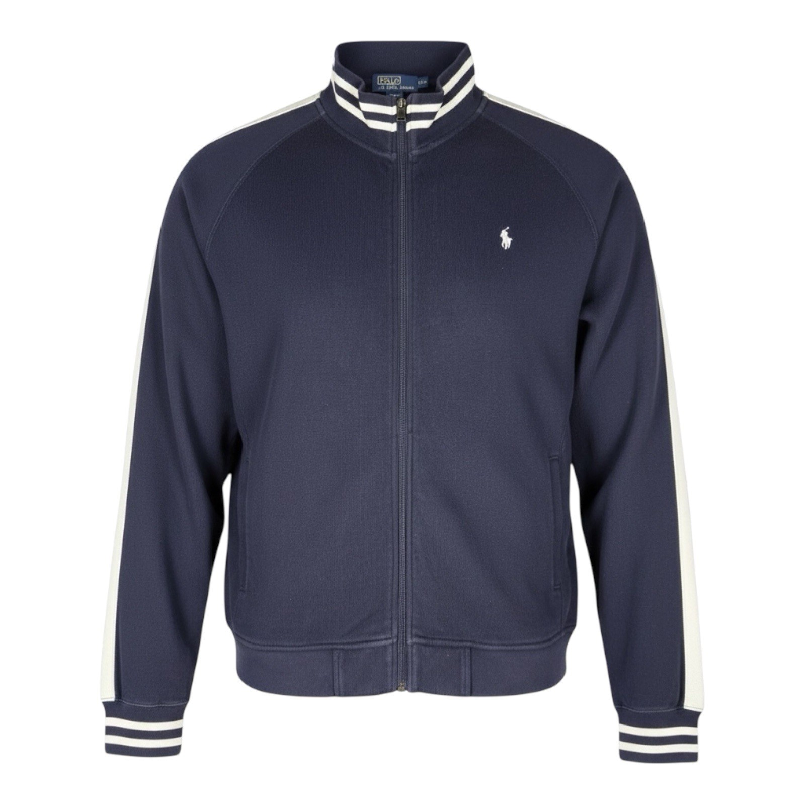 VTG Polo Ralph Lauren Jacket Mens XXL Navy White Full Zip Track Top Sweatshirt