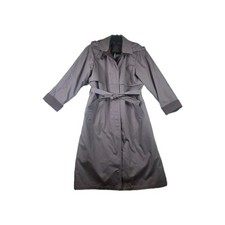 London Fog Vintage Trench Coat Women 12 P Mauve Removable Liner Hood Made in USA