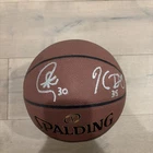 STEPHEN CURRY AND KEVIN DURANT SIGNED BASKETBALL GREAT AUTOS SILVER SHARPIE