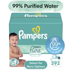 Pampers Aqua Pure Baby Wipes Unscented, 7-Pack, 392 Total Count,healthy