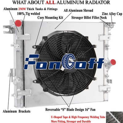 1 ROW Aluminum Radiator+Shroud Fan Fit 2007-2017 Jeep Wrangler JK 3.6L 3.8L V6