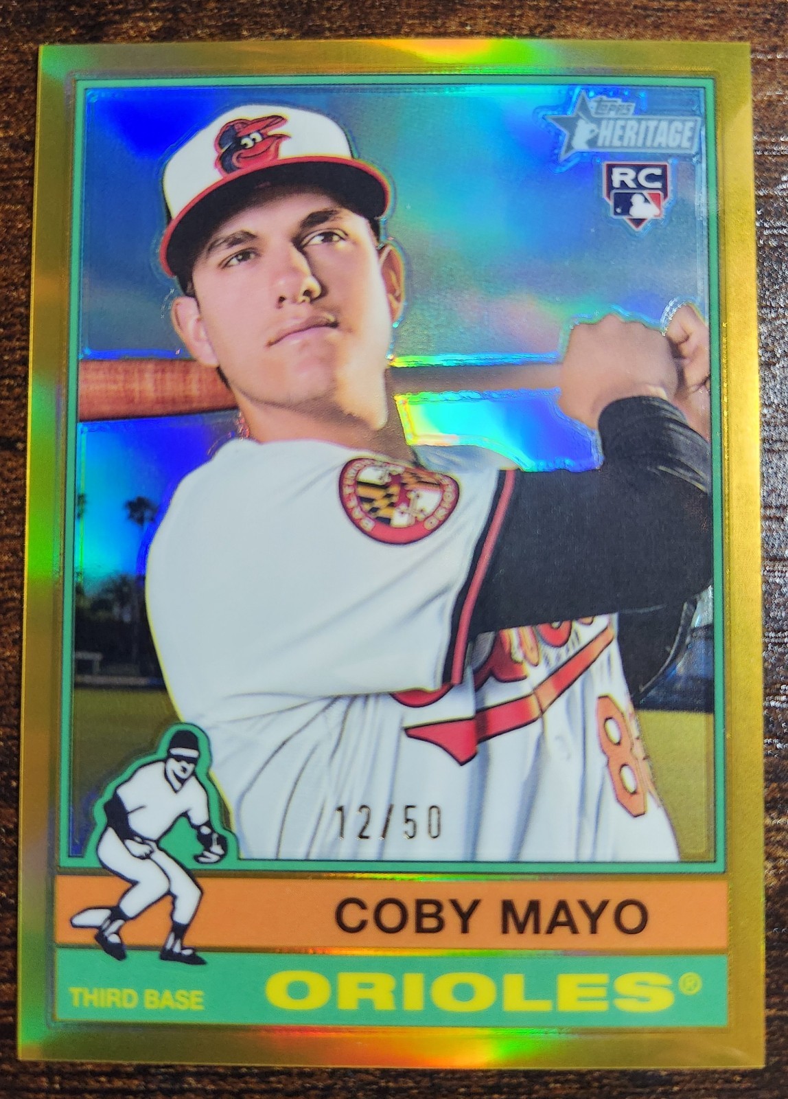 2025 Topps Heritage #340 Coby Mayo Gold Chrome /50 RC