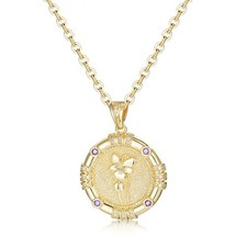 Birth Month Flower Necklace With Birthstone - Gift for Her Birth Flower Neckl...