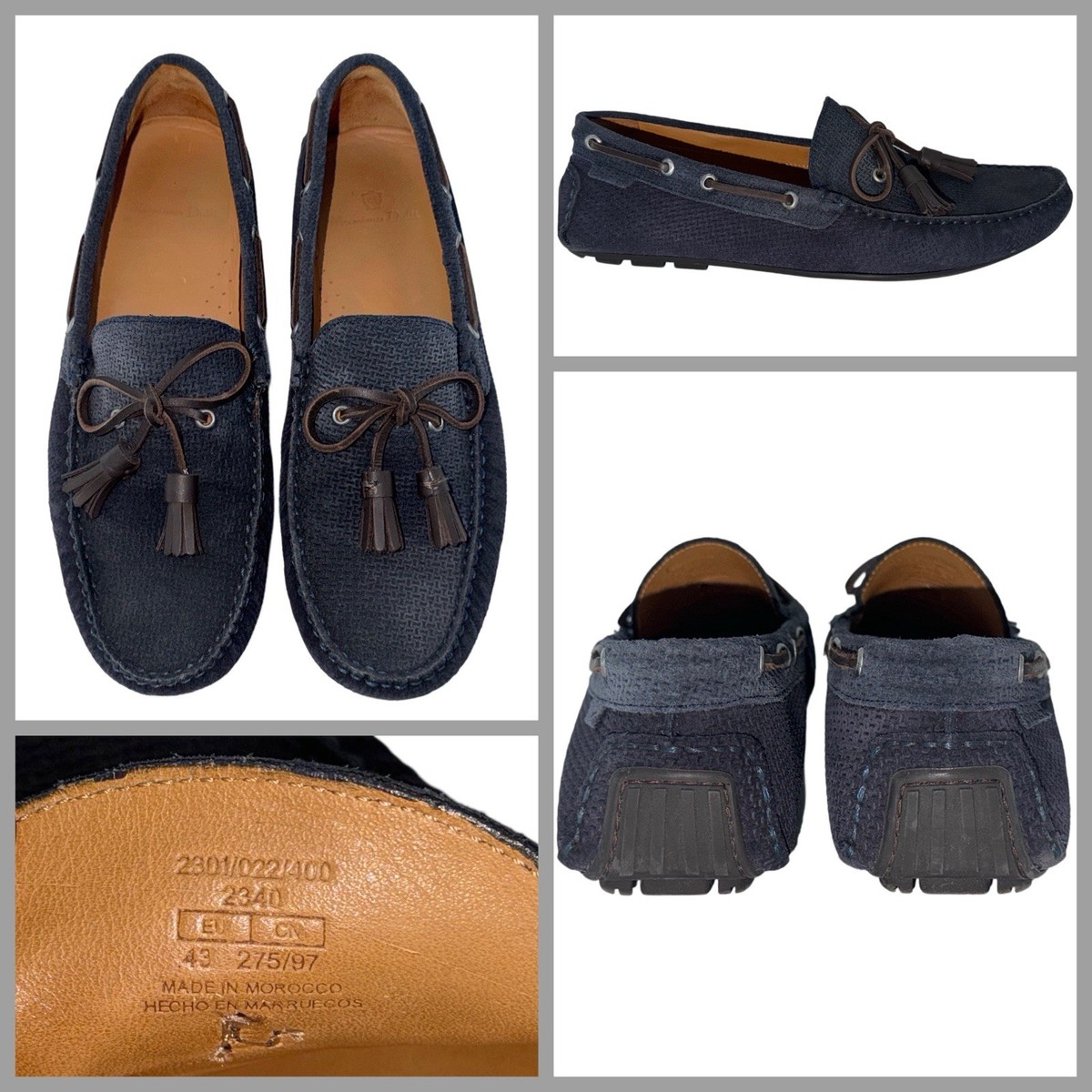 Massimo Dutti suede loafer Men\'s 41 navy tassel driving moccasin quiet luxury Soft split leather loafers · Dark Blue, Brown · Loafer  main image 4