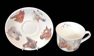 Roy Kirkham 2006 "Horses Heads" Breakfast Cup & Saucer Fine Bone China