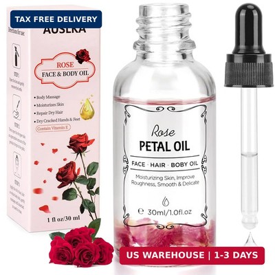 AUSLKA Facial Rose Oil Moisturizing without Greasiness, Natural Rose Essential O