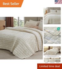 Velvet Quilt Set King Size - Luxury Velvet Comforter Bedding Set 3 Pieces, So...