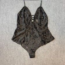 Vintage Victoria s Secret Black Lace Teddy Bodysuit Size M